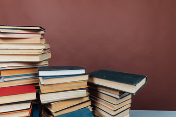 many educational books for college university studies as a background