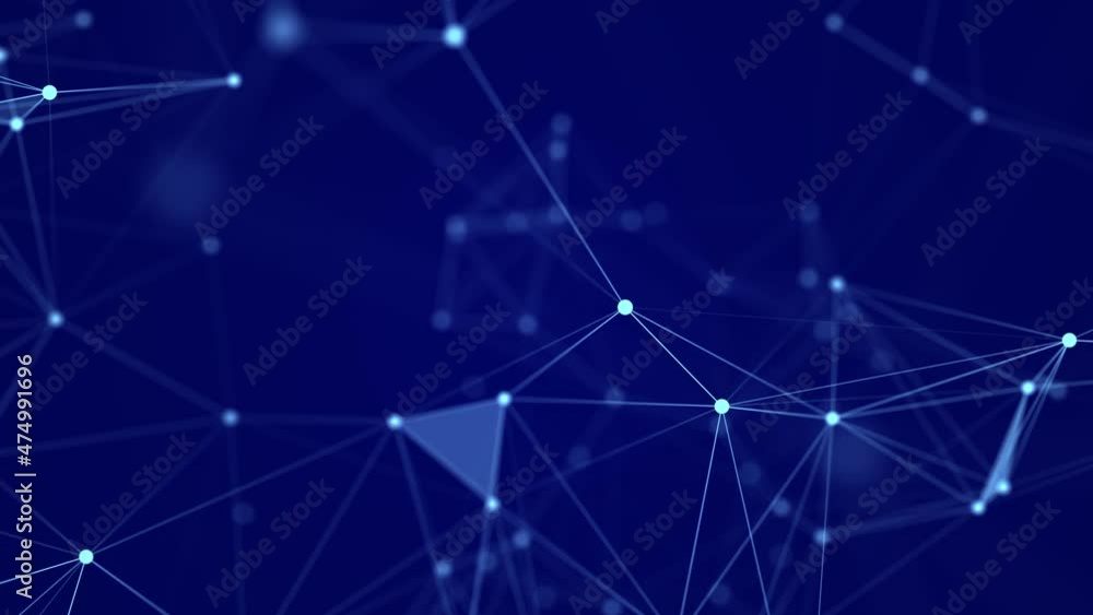 Poster big data visualization. network connection structure with chaotic distribution of points and lines. 