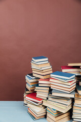 many educational books for college university studies as a background