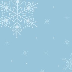 Fototapeta na wymiar abstract drawing of a snowflake on a blue background, an empty template for a social network post, a mock-up of a Christmas greeting card, a background image, a festive New Year's illustration