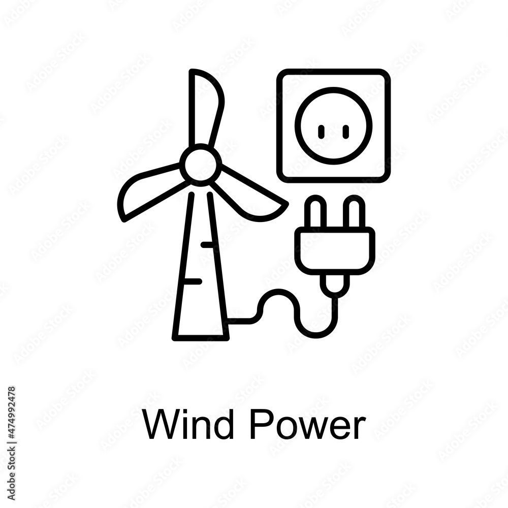 Aufkleber wind power vector outline icon for web isolated on white background eps 10 file