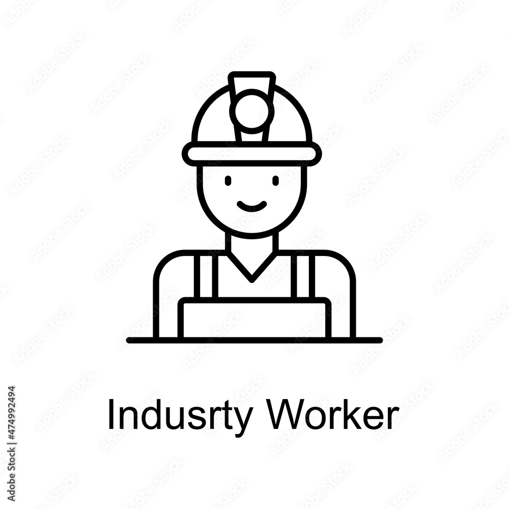 Poster industry worker vector outline icon for web isolated on white background eps 10 file