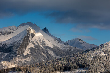 A beautiful winter morning with a view of the High Tatras. The snow created an amazing atmosphere in the photo.