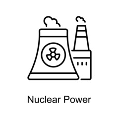 Nuclear Power vector outline icon for web isolated on white background EPS 10 file