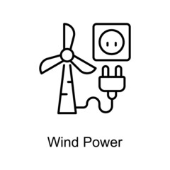 Wind Power vector outline icon for web isolated on white background EPS 10 file
