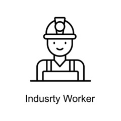 Industry Worker vector outline icon for web isolated on white background EPS 10 file