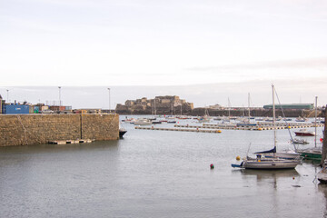 Fototapeta premium View of Saint Peter Port Harbour in the morning, Guernsey