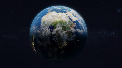 Obraz na płótnie Canvas Planet Earth in space with night and city light view. Elements of this image furnished by NASA