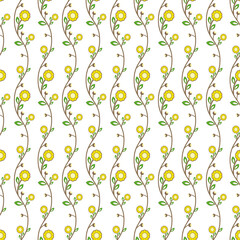 Floral vector ornament. Seamless abstract classic colored background with golden flowers. Pattern with floral elements. Ornament for fabric, wallpaper and packaging