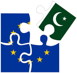 EU - Pakistan : puzzle shapes with flags