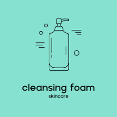 Vector icon of cleansing foam. Beauty products and online shopping. Korean cosmetics. Can be used as illustration in magazine, social media, highlights, typographic, web design. Skin care concept.