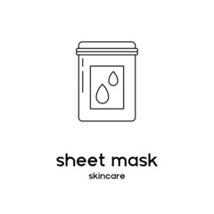 Vector icon of sheet mask. Beauty products and online shopping. Korean cosmetics. Can be used as illustration in magazine, social media, highlights, typographic, web design. Skin care concept.