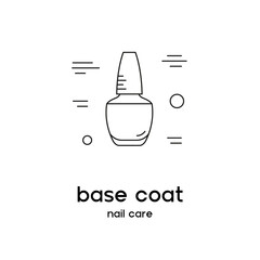 Base coat icon. Manicure and pedicure. Beauty products and online shopping. Can be used as illustration in magazine, banner, social media, highlights, web design. Vector illustration