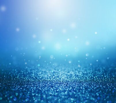 blue abstract bokeh glitter background for Christmas and Valentine.