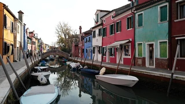 Burano, Venice, Italy - walking through the streets of the colorful city in the Venetian lagoon