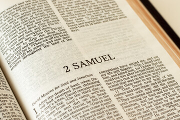 2 Samuel Holy Bible Old Testament prophet. Open Scripture Book inspired by God Jesus Christ....