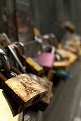 Love lock with the Eiffel Tower mark