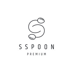 Letter S with spoon illustration logo design linear style icon in white backround