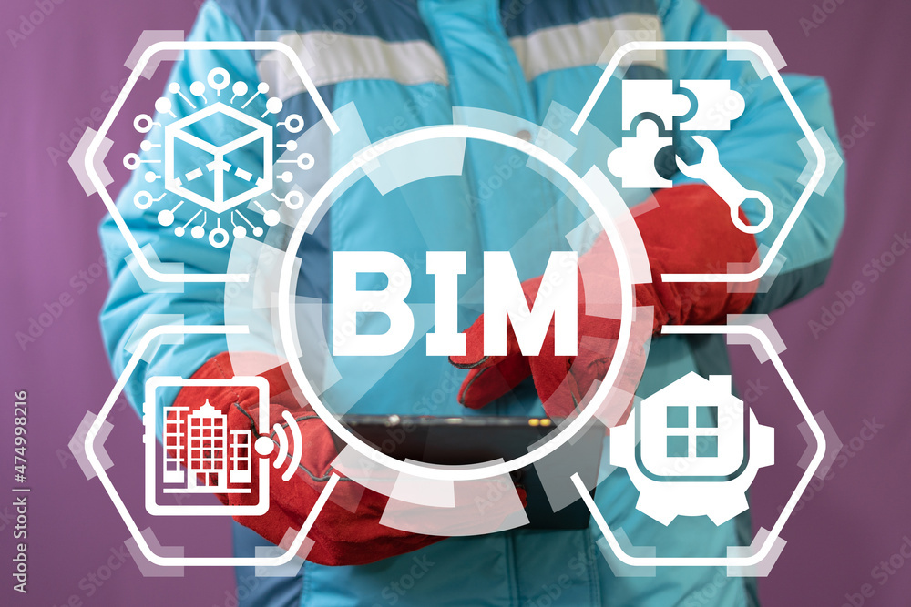Poster concept of bim building information modeling.