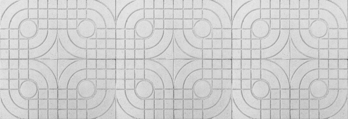 Fototapeta premium Panorama of White cement floor tiles with stripes pattern texture and background seamless