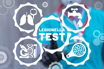 Legionella test medical concept. Legionella pneumophila bacteria in human lungs - causative agent...