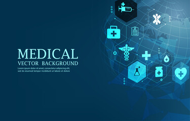 Technology global medical vector background - obrazy, fototapety, plakaty