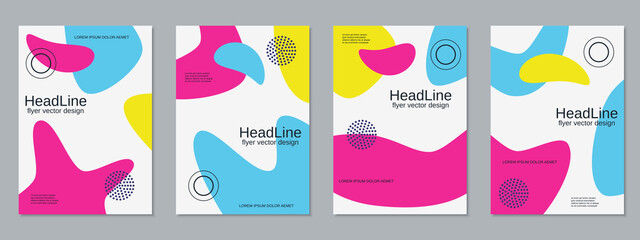 Modern geometric style trendy business flyer, booklet, brochure cover vector design templates collection. A4 format