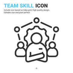 Team skill icon vector with outline style isolated on white background. Vector illustration leadership sign symbol icon concept for business, finance, industry, company, apps, web and project