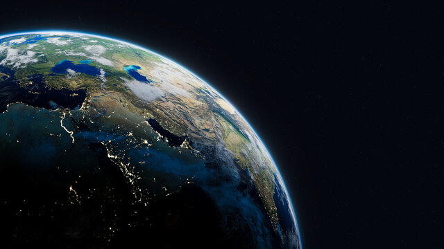 Planet Earth in space with night and city light view. Elements of this image furnished by NASA
