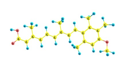 Acitretin molecular structure isolated on white