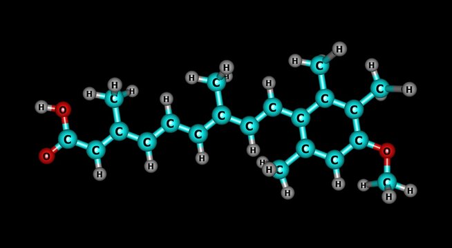 Acitretin molecular structure isolated on black