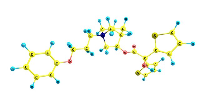 Aclidinium bromide molecular structure isolated on white