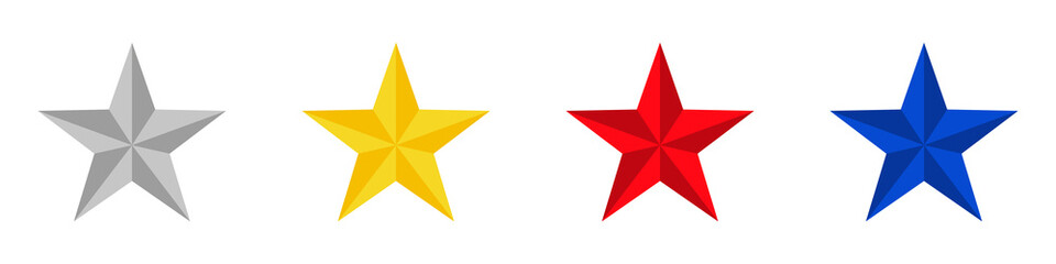 Conjunto de icono de estrellas de colores 3d. Ilustración vectorial