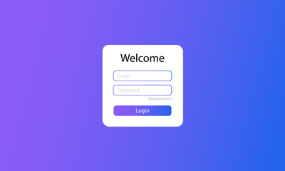 The login form for the website. The user interface template. Vector illustration.