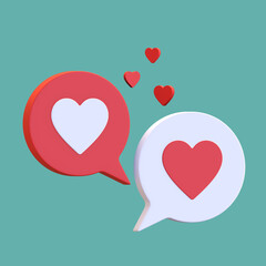 couple chat and love conversation symbol valentine day icon 3d render illustration