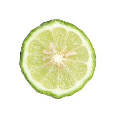 Half of fresh ripe bergamot fruit isolated on white