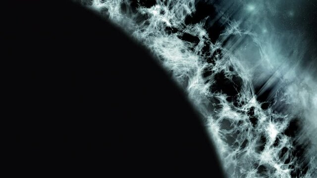 Solar eclipse, galaxy and nebula in deep outer space