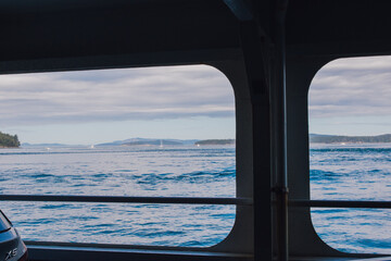 view of water sea ocean Puget Sound from ferry boat window
