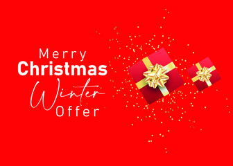 Fototapeta na wymiar Christmas background with glitter gift effect and offer vector design