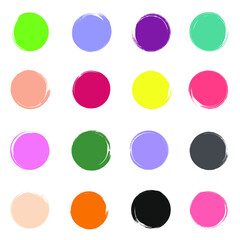 Brush Circle Logo Template. Vector set of hand drawn round artistic design elements for sale promotion, social media highlights