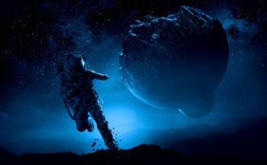 Astronaut and space exploration theme.