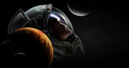 Astronaut and space exploration theme.
