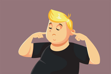 Adult Man Covering His Ears Vector Illustration  
