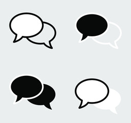 Set of Speech bubbles Icon, flat design style. Vector chat icon for design, websites, app, UI. Speech bubbles icon illustration on gray background