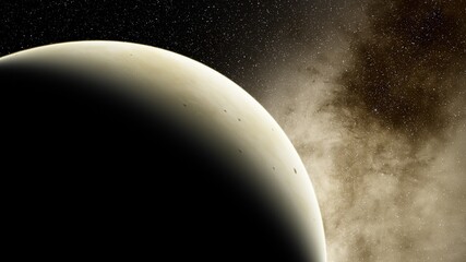 planet suitable for colonization, earth-like planet in far space, planets background 3d render	
