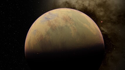 planet suitable for colonization, earth-like planet in far space, planets background 3d render	
