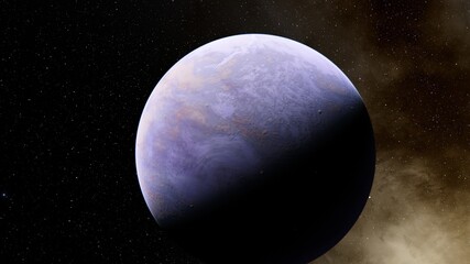 planet suitable for colonization, earth-like planet in far space, planets background 3d render	
