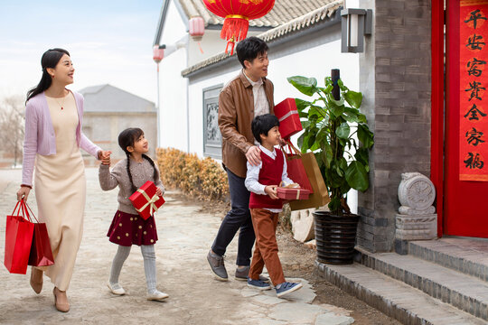 Happy family celebrating Chinese New Year