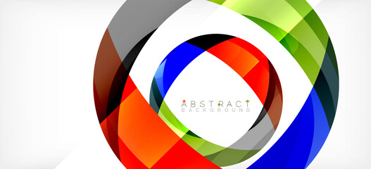 Obraz premium Color circle shapes, minimal geometric background. Trendy dynamic composition. Vector Illustration For Wallpaper, Banner, Background, Landing Page