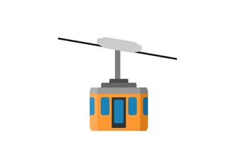 Hanging cable car. Side view. Simple flat illustration.